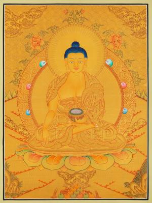 Full Gold Style Shakyamuni Buddha Thangka Painting | Beautiful Shakyamuni Art for your Shrine Room